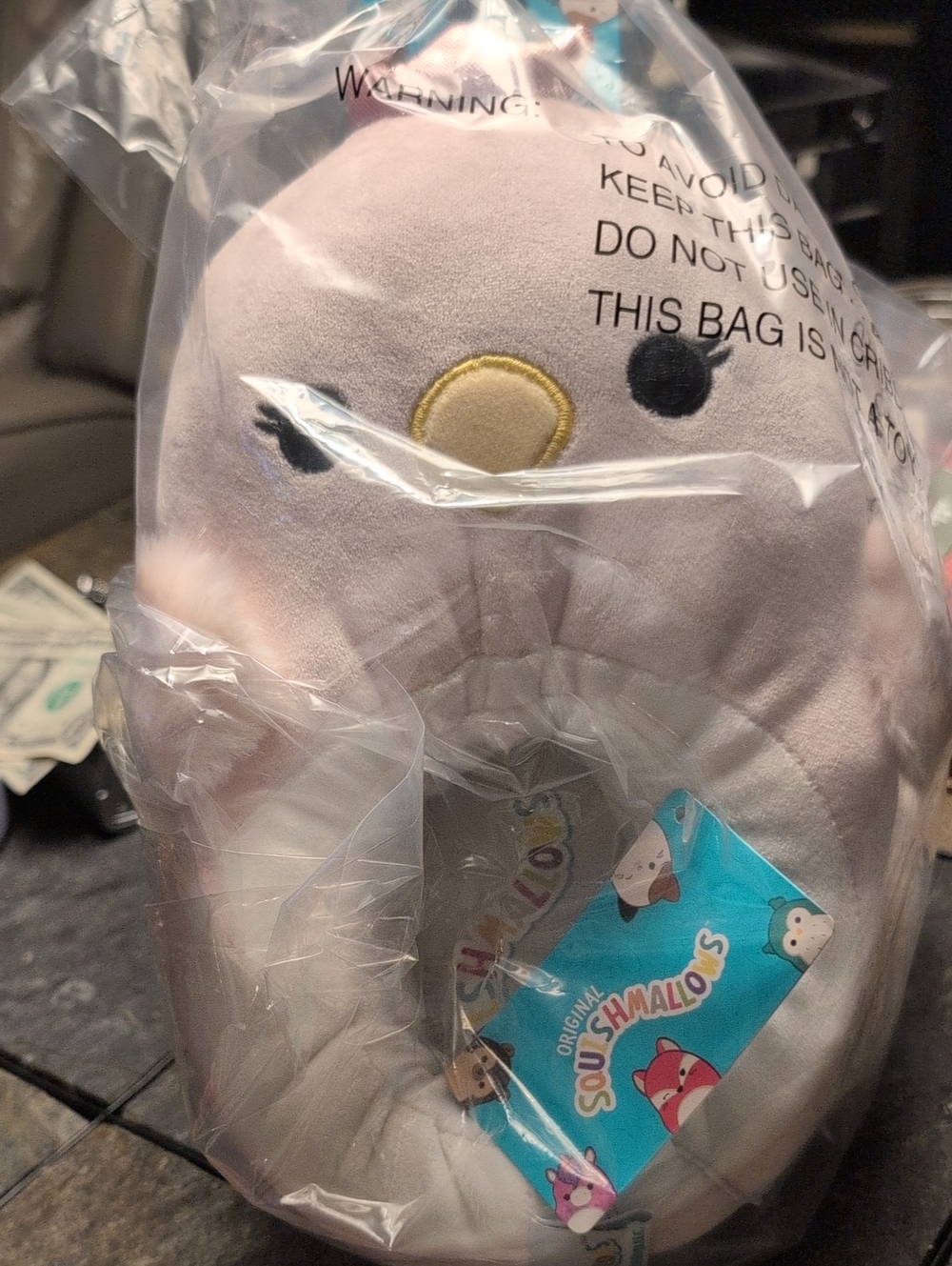 Squishmallows Light Pink and Cream Plush Bird Slippers